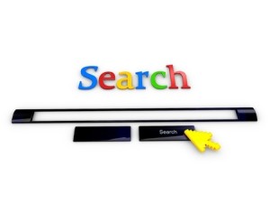 3d rendering, creative concept Internet search engine, isolated on white background.