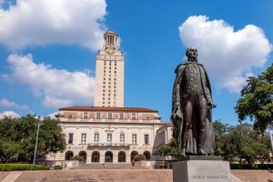 University of Texas (UT) against blue sky in Austin, Texas