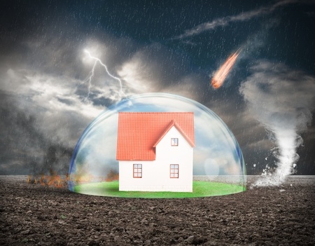 Concept of home protection insurance with crystal sphere