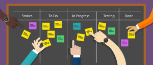 scrum board agile methodology software development illustration project management