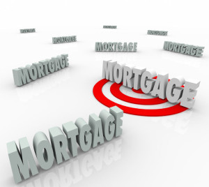 Mortgage word targeted to find the best lender or lowest interest rate to finance your new home or house purchase loan
