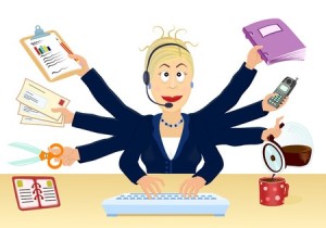 Stress and multitasking at the office - Vector illustration