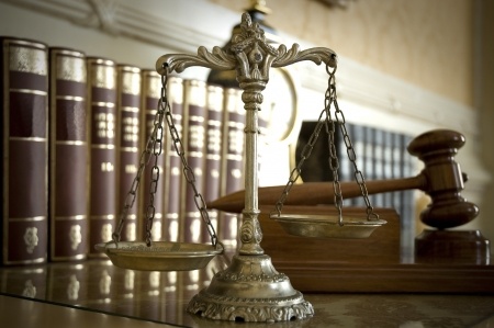 Symbol of law and justice, law and justice concept, focus on the scales