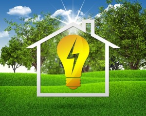 Symbol of light bulb and house