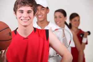 A row of athletes