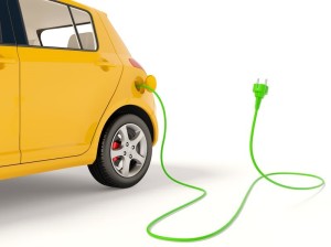 8960483 - yellow electric car on white