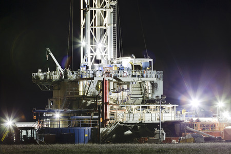 A well drilling rig works in the eastern plains of Colorado to reach the Niobrara Shale formation