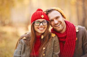 45478181 - happy young couple in leaf fall enjoying autumn