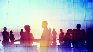 41343345 - silhouette global business people meeting concept