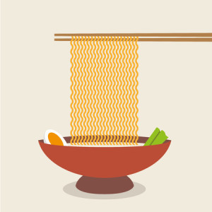26104603 - illustration of chopsticks holding asian noodles.