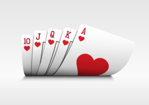 18994520 - royal flush playing cards poker hand on white background