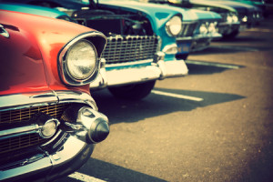 52543642 - classic cars in a row