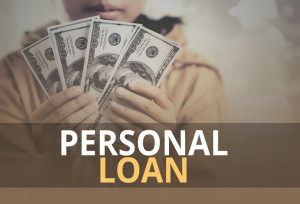 68371588 - personal loan word over young girl holding dollar bills.
