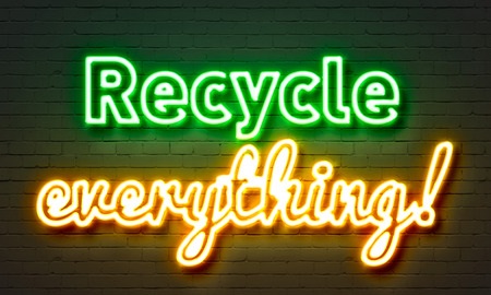 73383291 - recycle everything neon sign on brick wall background
