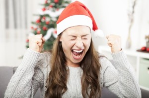 32638759 - young girl is sad and frustrated about christmas so she screams