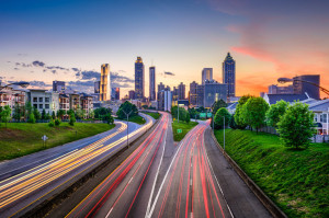 39703834 - atlanta, georgia, usa downtown city skyline over freedom parkway.