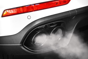 40251603 - close up of a car dual exhaust pipe