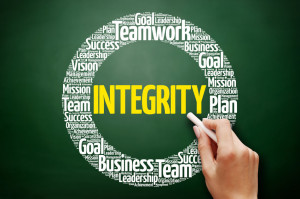 89779434 - integrity word cloud collage, business concept on blackboard