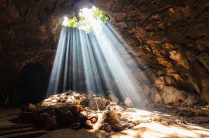 19448725 - sun beam in cave