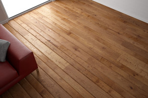 30533035 - wooden floor texture with red leather couch and pillow