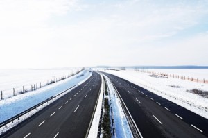 12035794 - four-lane highway in winter at lake balaton, hungary