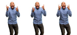 African american man with beard terrified and nervous expressing anxiety and panic gesture, overwhelmed