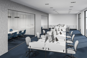 Concerete and white loft office, meeting room