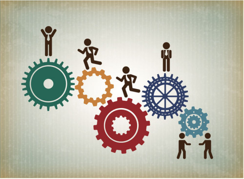 23539779 - human resources over pattern background vector illustration