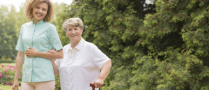 Elderly with walking stick