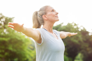 Mature woman yoga exercise