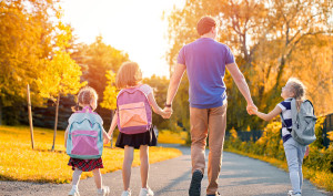 Parent and pupils are going to school