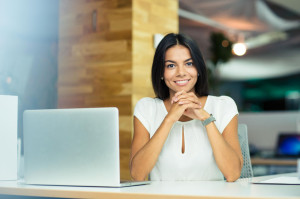 Portrait of a cheerful businesswoman in office