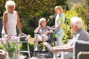 Woman in wheelchair