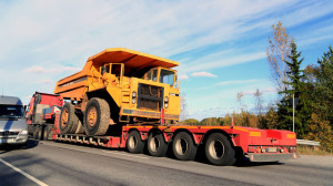 Volvo BM 540 Rigid Dump Truck on Truck Trailer as Wide Load