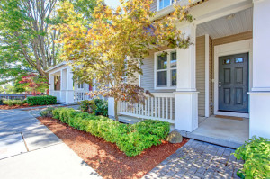 Classic house exterior. Entrance porch