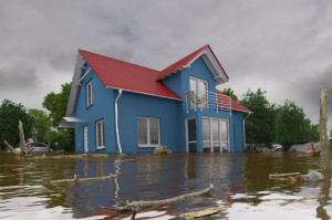 3d render - flooding blue house