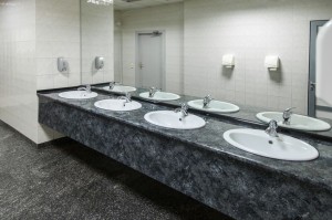 15879408 - row of wash basins with mirrors in public toilet