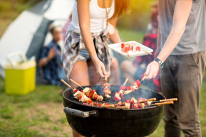 Close up grill with barbecue