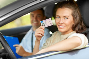 car driving instructor and driver with license