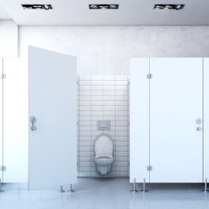 Public toilet cubicle. 3d rendering