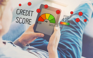 Poor Credit Score with man using a tablet