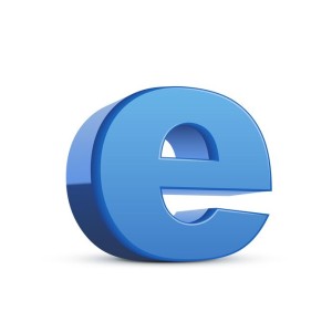 lowercase blue letter E