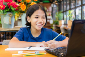 Child Girl Enjoy Learning Online
