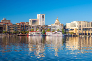 Riverfront of downtown Savannah in Georgia