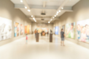 Blur or Defocus abstract image of People in Public museum