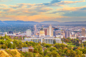 Downtown Salt Lake City skyline cityscape of  Utah