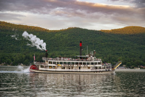 steamboat on the famous lake george, New York State, USA