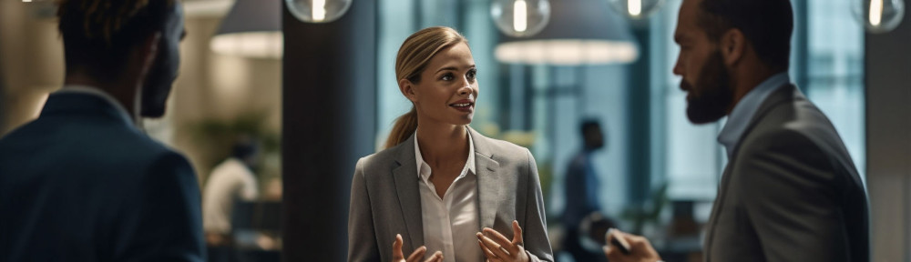 business woman professional businesswoman discussion team manager group office meeting young. Generative AI.