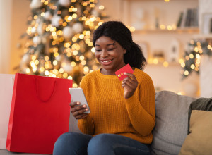 Modern fast online shopping, gifts for Christmas