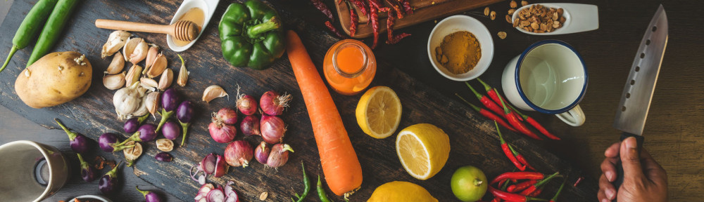 Healthy food herbs Spices for use as cooking ingredients on a wo